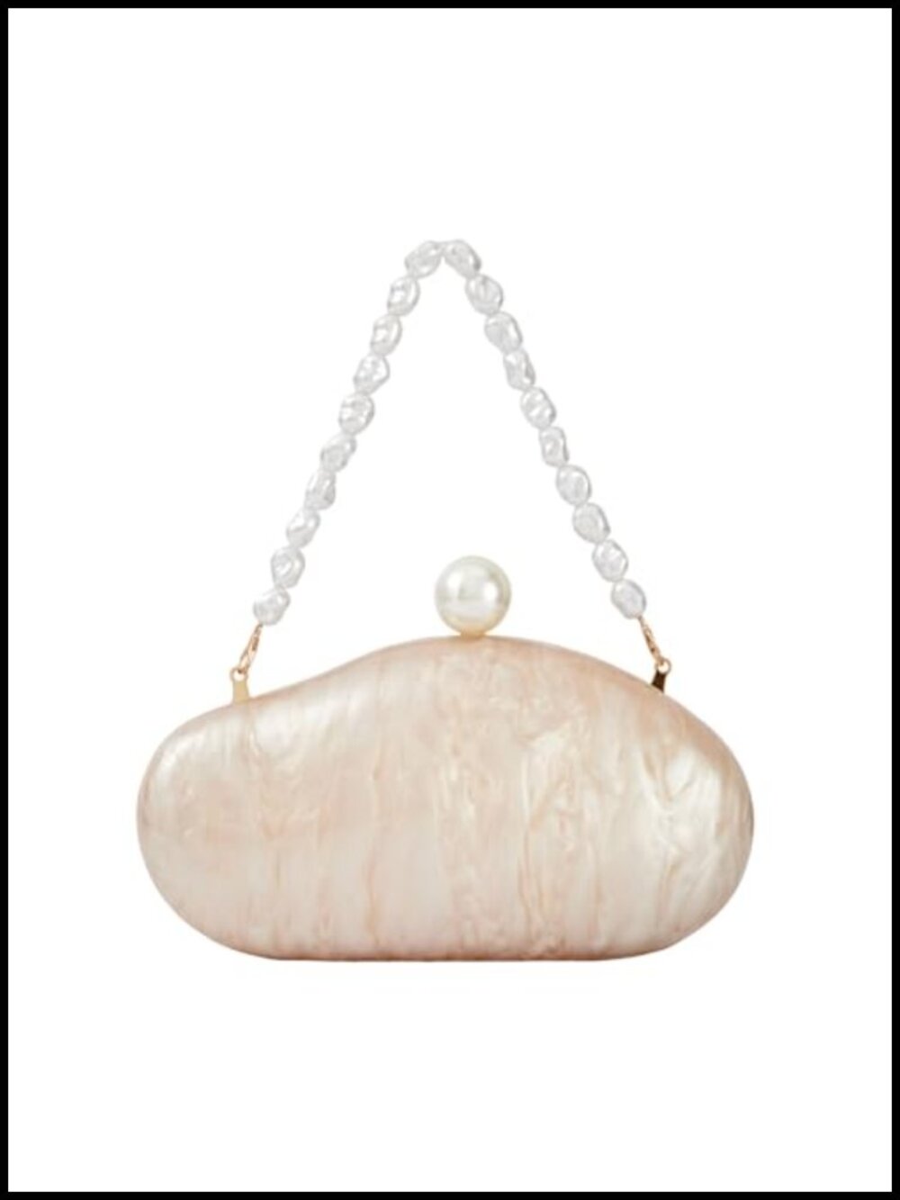 Acrylic Shell Pearl Clutch Purse Chic Evening Bag Magnetic Clasp